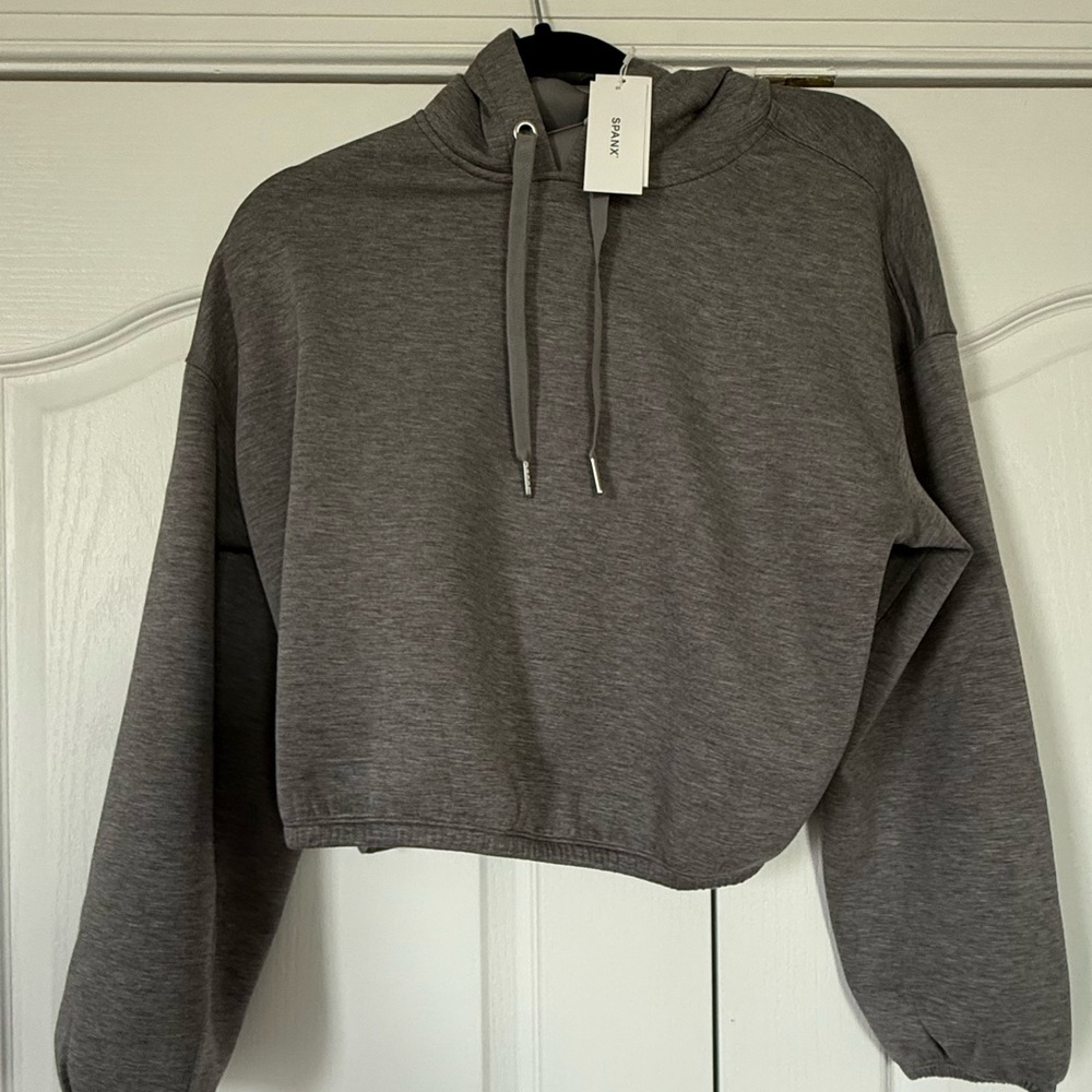 SPANX Gray Air Essentials Cropped Sweatshirt